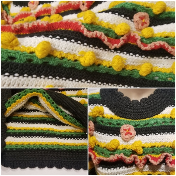 Zara chunky embellished bobble pom pom sweater, limited oversized floral knit - Picture 6 of 9